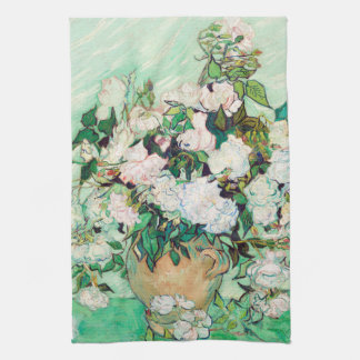 花瓶の静物画 ローズ ヴィンセント・ヴァン・ゴッホ キッチンタオル
