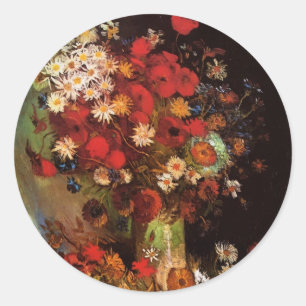 花瓶の静物画 ヴィンセント・ヴァン・ゴッホ ラウンドシール