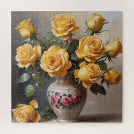 花瓶の黄色いバラ ジグソーパズル