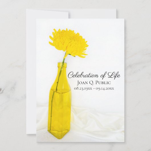 花瓶の黄色い花お祝いメモリアル 招待状 (正面)