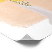 花瓶の黄色い花手描きアートB ポスター (角)