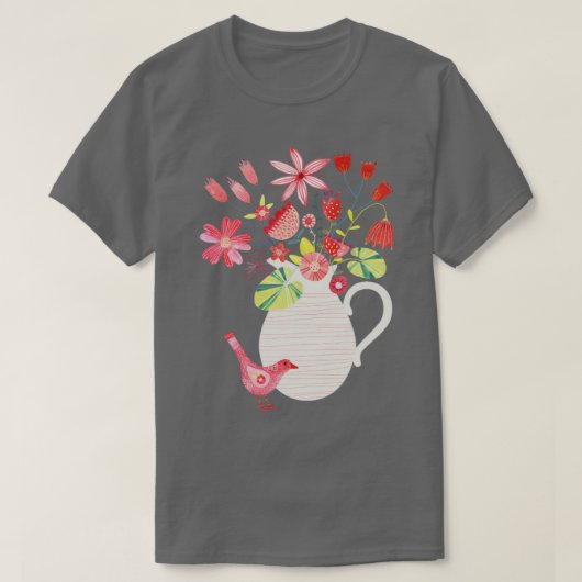 花瓶を持つ鳥 Tシャツ (デザイン正面)