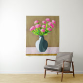 花瓶アートの中のピンクモダンのカーネーション タペストリー (インサイチュ)