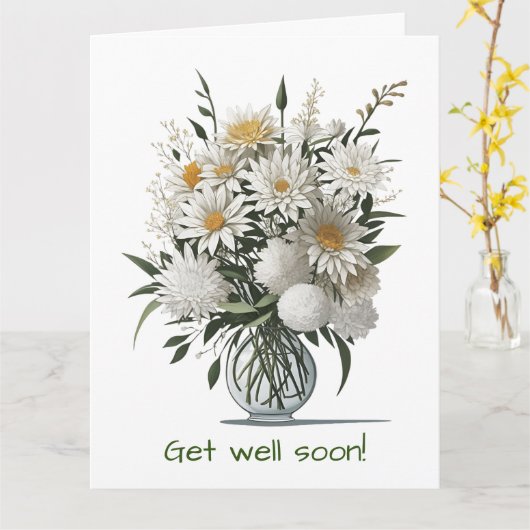 花瓶エレガントの中のボホアートの花が早く良くなる カード (黄色い花)