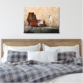 花瓶オッラとバスケットを使用した静物体験 キャンバスプリント (インサイチュ (寝室))