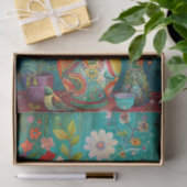 花瓶カラフルの切り離し花を持つ鳥 薄葉紙 (ギフト)