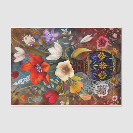 花瓶カラフルの切り離し花 薄葉紙 (正面)