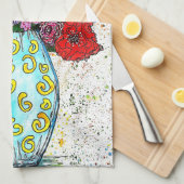 花瓶カラフルフローラタオルの花 キッチンタオル (四つ折り)