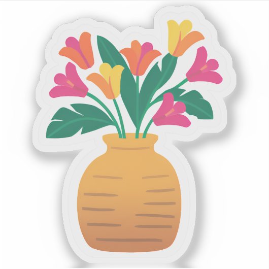 花瓶カラフル花束 シール (正面)
