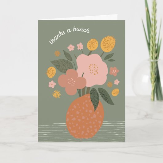 花瓶シンプルに花ありがとうグリーティングカード カード (正面)