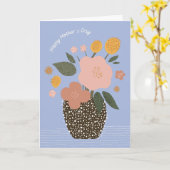 花瓶シンプルの花お母さんの日のグリーティングカード カード (黄色い花)