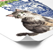 花瓶スタイル花付きカラフル猫 ポスター (角)