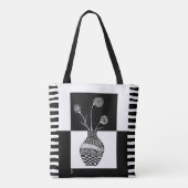 花瓶トートバッグに入った黒と花 トートバッグ (裏面)