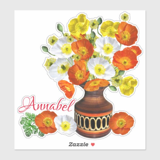 花瓶パーソナライズされたのポピーのシール シール (シート)