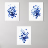 花瓶フランスのの水色の青い白いトイル花模様 (正面)