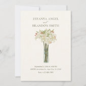 花瓶ミニマリストのベージュのユリ結婚花 招待状 (正面)