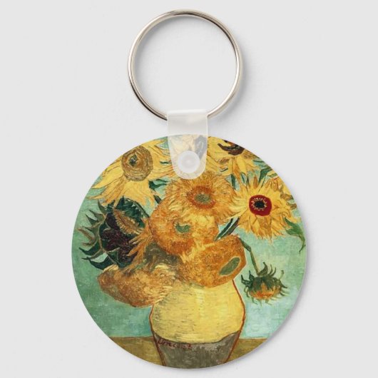 花瓶入りのヒマワリ(F455)ヴァンゴッホファインアート キーホルダー (正面)