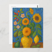 花瓶入りヒマワリ葉書 ポストカード (正面/裏面)