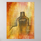 花瓶印象素朴暖かい抽象芸術ピンク ポスター (正面)