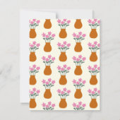 花瓶名のかわいいピンクのパーソナライズされた花 ノートカード (裏面)