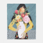 花瓶女 フリースブランケット (正面)