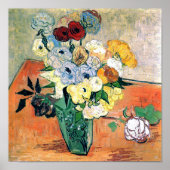 花瓶日本のバラアネモネヴァンゴッホファインアート ポスター (正面)