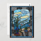 花瓶植物ヴィンテージステンドグラススタイル ポストカード (正面/裏面)