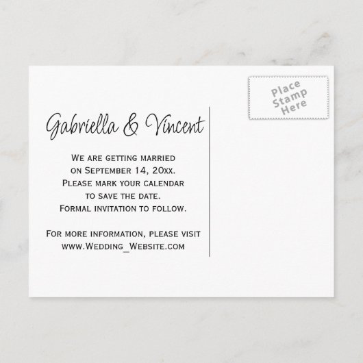 花瓶結婚式のピンクのデイジー日付を保存 案内ポストカード (裏面)