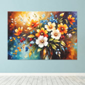 花瓶絵を描に入った花の色 キャンバスプリント (インサイチュ (ウッドフロア))