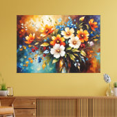 花瓶絵を描に入った花の色 キャンバスプリント (インサイチュ (リビング))