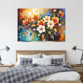 花瓶絵を描に入った花の色 キャンバスプリント (インサイチュ (寝室))