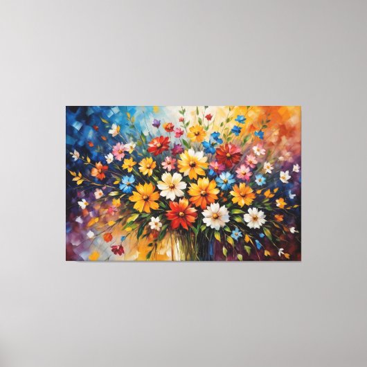 花瓶絵を描に入った花 キャンバスプリント (正面)