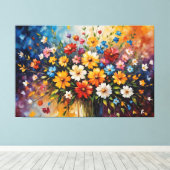 花瓶絵を描に入った花 キャンバスプリント (インサイチュ (ウッドフロア))