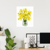 花瓶絵を描に金の水仙を入れる ポスター (ホームオフィス)