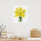 花瓶絵を描に金の水仙を入れる ポスター (キッチン)