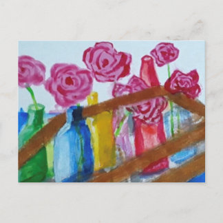 花瓶絵画はがきのアクリルの花 シーズンポストカード