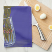 花瓶芸術品を気取ったにカラフル幸せな花+名前をカスタムする キッチンタオル (四つ折り)