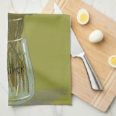 花瓶芸術品を気取ったにカラフル幸せな花+名前をカスタムする キッチンタオル (四つ折り)