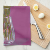 花瓶芸術品を気取ったにカラフル幸せな花+名前をカスタムする キッチンタオル (四つ折り)