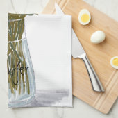 花瓶芸術品を気取ったにカラフル幸せな花+名前をカスタムする キッチンタオル (四つ折り)