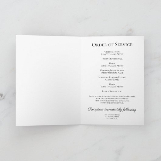 花瓶葬儀記念折り畳みイエロームーム プログラム (内部)