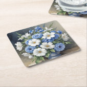 花瓶 エレガント 水彩画 スクエアペーパーコースター (アングル)