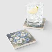 花瓶 エレガント 水彩画 ストーンコースター (横)