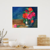 花瓶(バラ) ポスター (キッチン)