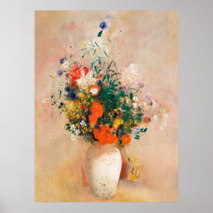 花瓶（ピンク背景） (1906) by Odilon ポスター