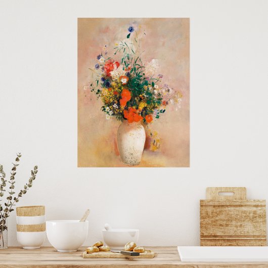 花瓶(ピンク背景) (1906) by Odilon ポスター (キッチン)