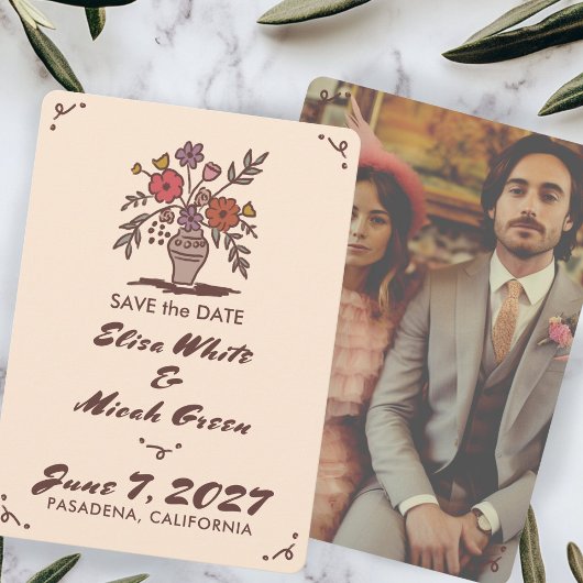 花瓶　田舎風　気まぐれ　スケッチ　カスタム　写真 セーブザデート