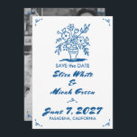 花瓶 花 リアル 可愛い ラフ ブルー 画像 セーブザデート<br><div class="desc">楽しい「save the date」におすすめの、とってもキュートなカードです！手描きアートを特別にあなたへ！</div>