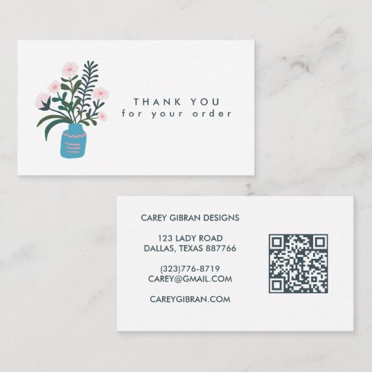 花瓶QRコードご注文ありがとうございますカスタム 名刺 (正面/裏面)