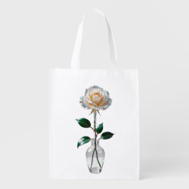 花瓶Tシャツの白いバラ エコバッグ